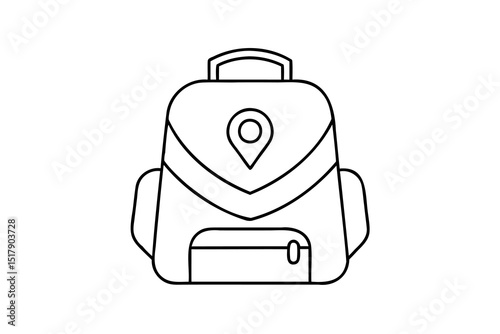 Travel backpack line art icon location marker design