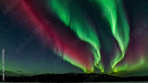 Wallpaper Mural Experience the magic of the northern lights over the mountain silhouettes. Torontodigital.ca