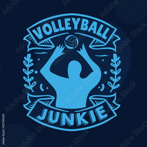 Volleyball junkie player graphic design illustration File