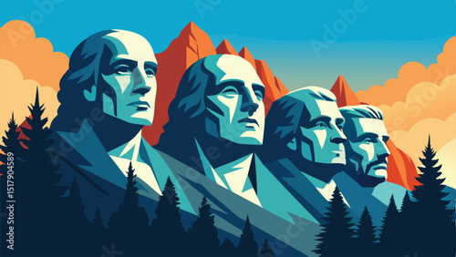 Mount rushmore presidents memorial south dakota illustration