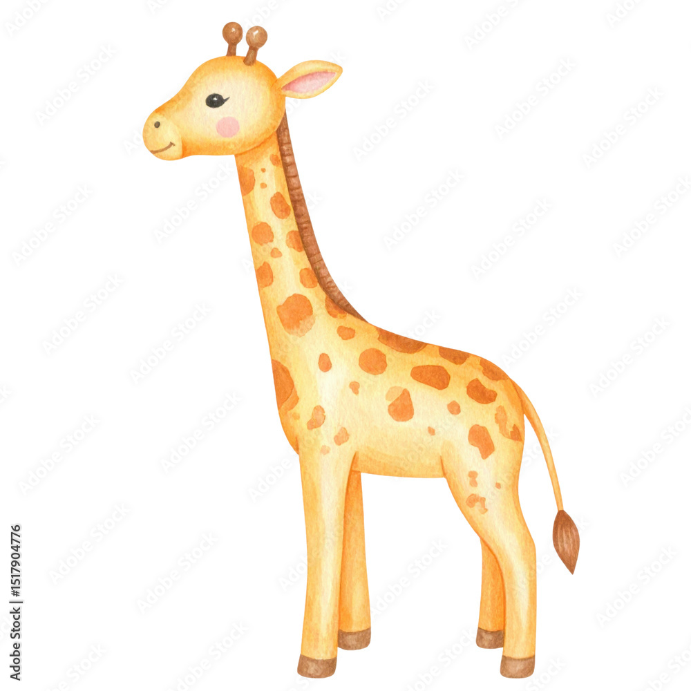 Fototapeta premium Cute giraffe illustration with watercolor style