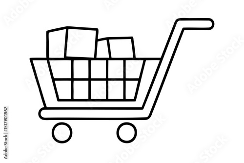 Shopping cart icon line art simple minimalist design