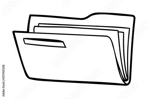 Simple line drawing of a file folder with papers