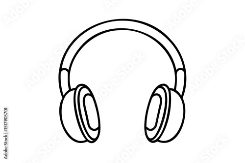 Simple line drawing of over ear headphones music audio