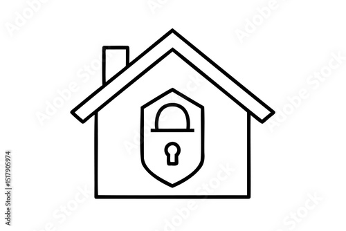 Home security system icon house lock safety protection