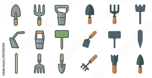 Gardening tools collection for landscaping and outdoor design projects