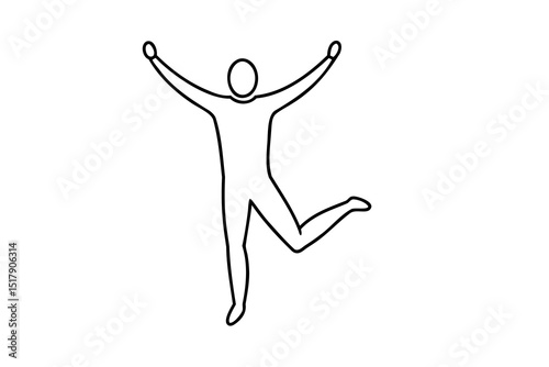 Happy person jumping line art illustration joyful celebration success