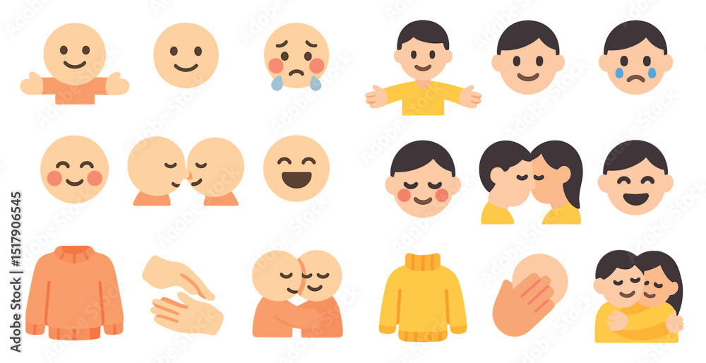 Expressive cartoon emoticons for social media and communication design Expressive cartoon emoticons for social media and communication design