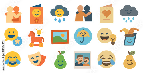 Colorful smiley emoticons and icons for communication design