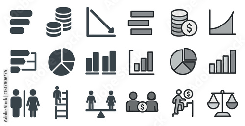 Business and finance icons for data analysis and financial reports