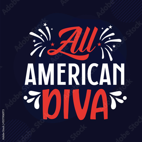 All american diva patriotic design illustration File