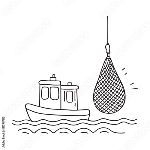 A tug near a hanging net