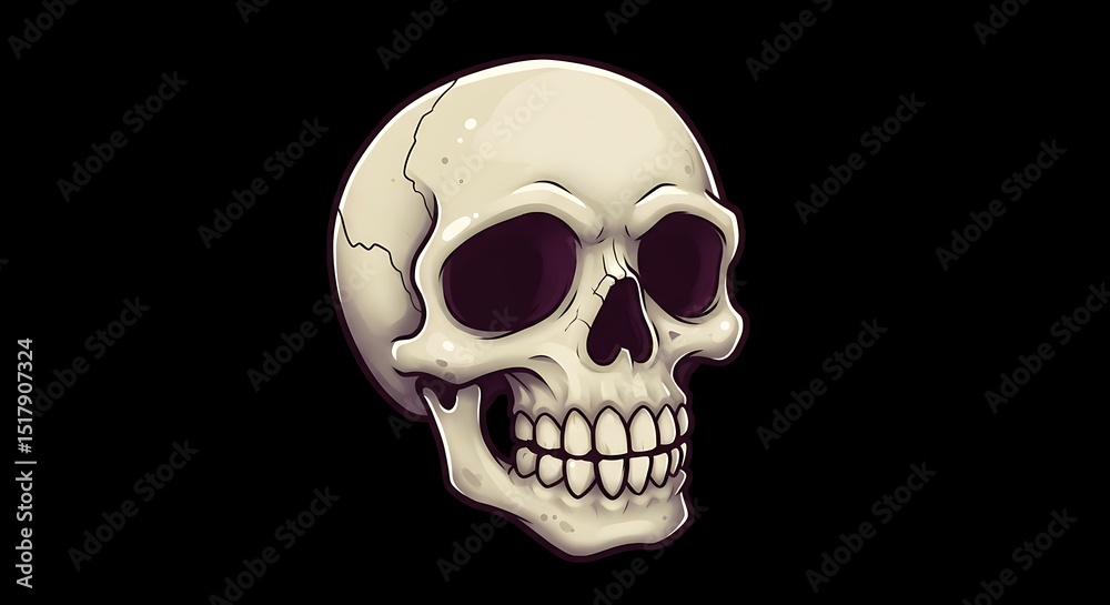 Fototapeta premium Digital Skull: Intricate Linework, Dark Background