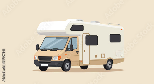 Cartoon Motorhome Illustration for Travel Road Trips and Vacation Concepts