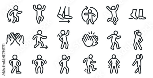 Stick figure dance moves and gestures collection for creative design projects