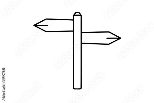 Simple line drawing of a wooden signpost with two arrows
