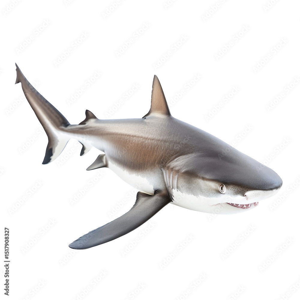 Fototapeta premium Realistic shark model with transparent background suitable for educational or decorative use in marine-themed projects