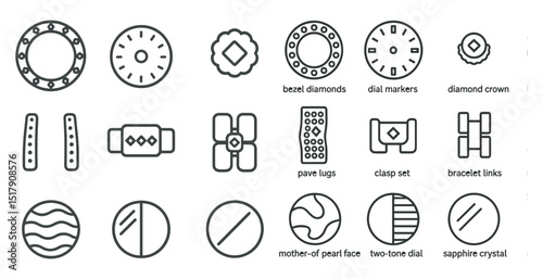 Luxury watch components collection for design and craft projects