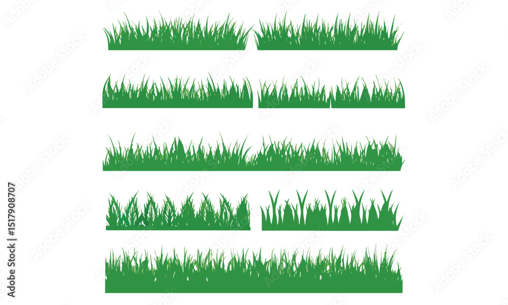 Obraz premium Grass. Collection of grass vector illustrations in flat style. green leaf