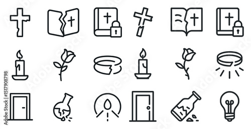 Set of christian symbols for faith and inspiration design project