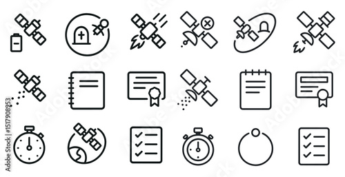 Satellite and communication icons for technology and telecommunications design