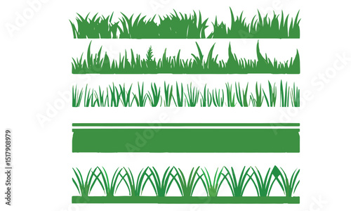 Grass. Collection of grass vector illustrations in flat style. green leaf