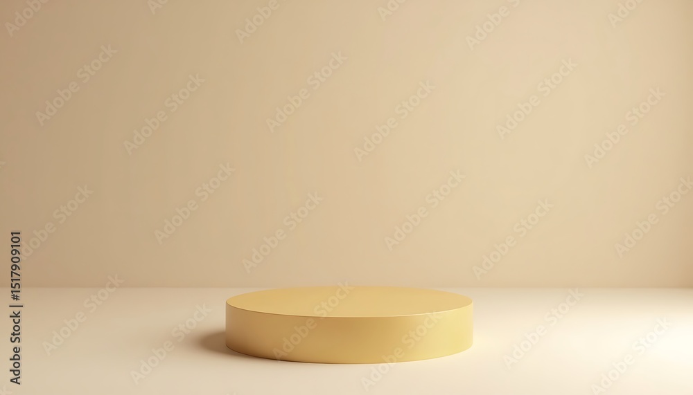 Empty light brown circular display podium with empty space on a light background, ideal for product presentations or minimalist concepts