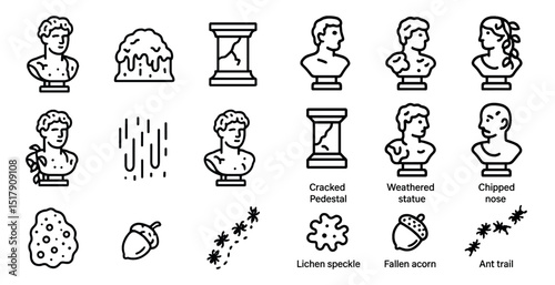 Classical statue icons for historical art and design projects