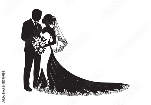 Bridal Bond Bride and Groom Iconic Emblem Groom's Promise Black Vector illustration