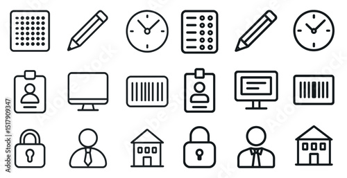 Business and technology icons set for web design and office applications