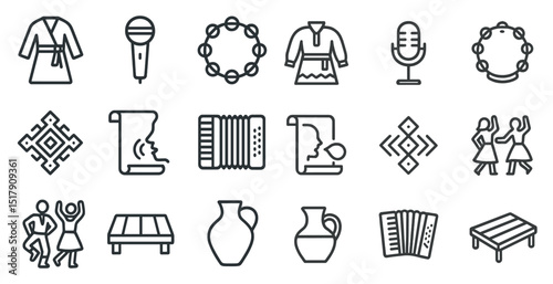 Traditional music and dance icons for cultural festival design and decor