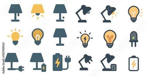 Diverse lighting icons for design projects and creativity