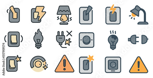 Electrical safety icons for home and office design projects