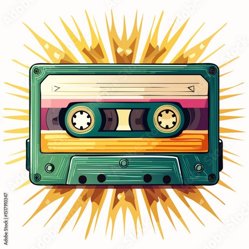 Minimalist Retro Cassette Tape Illustration