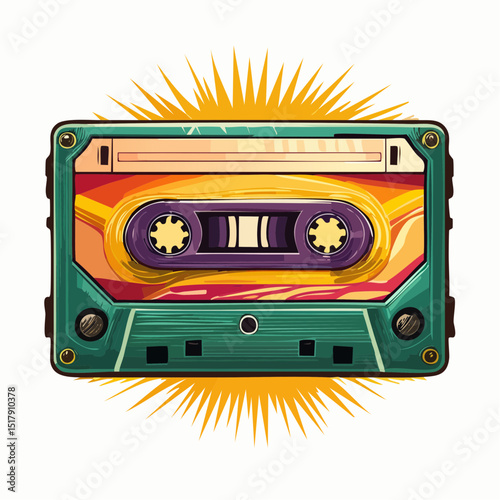 Minimalist Retro Cassette Tape Illustration