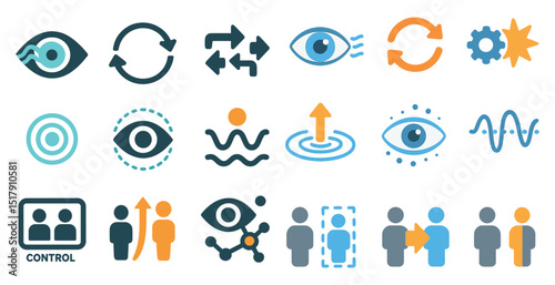 Eye and vision icons for innovative design projects and data analysis