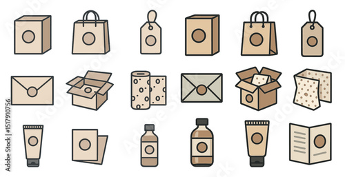 Eco-friendly packaging icons for sustainable design projects