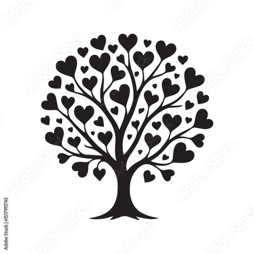 Romantic A tree with red hearts and a tree with a quote from love vector clipart