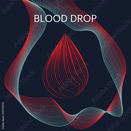 Creative blood drop design vector template. simple icon red blood drop isolated on wave background. abstract Blood droplet, blood donation Vector illustration. EPS 10