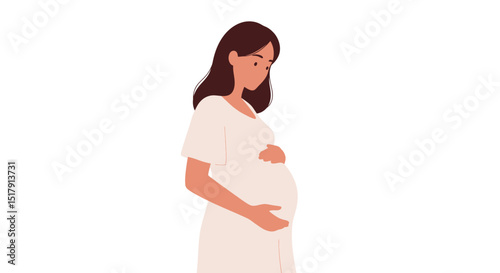 Pregnant Woman Holding Her Belly Anticipating Motherhood and the Arrival of Her Baby with Love