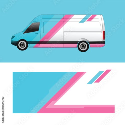 cargo van car body sticker design vector. freight forwarding company cargo van
