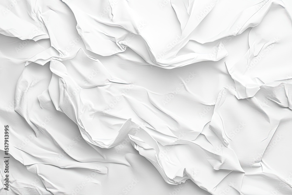 Fototapeta premium Abstract white crumpled fabric texture