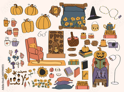 set of autumn themed graphics