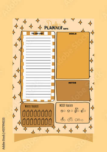 daily planner with gold star pattern background