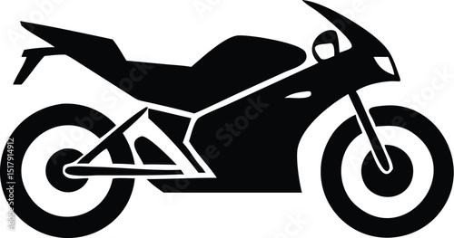 Black and White Motorcycle Sleek Design, Sportbike Aesthetic for Projects