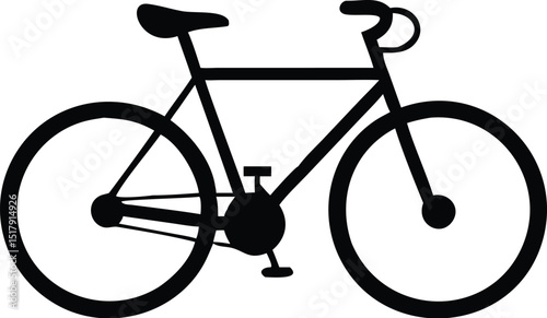 Simple Black and White Bicycle Illustration Side View of a Traditional Bike Design