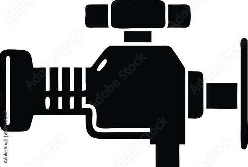 Silhouette Illustration of an Engine Block with Cylinder Head and Radiator Hose Connection