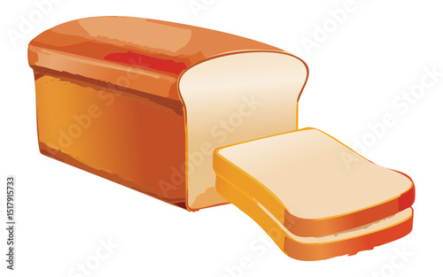 Sliced Loaf of Fresh White Bread - Vector Illustration
