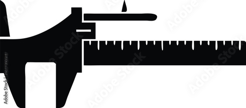 Black and White of a Precise Caliper Measuring Tool with Scale