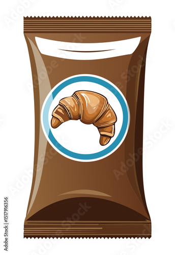 Croissant Product Label Design - Vector Illustration